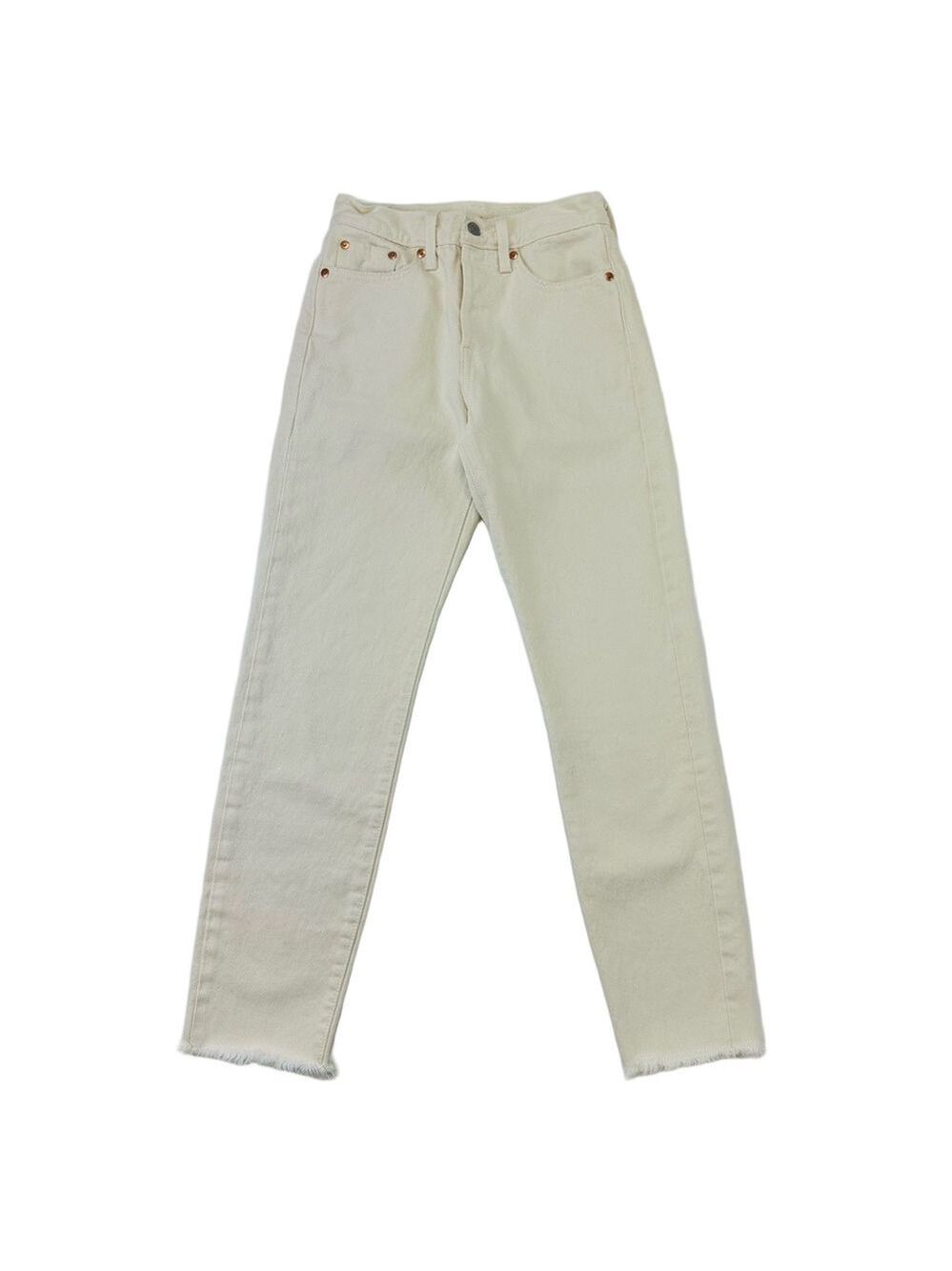Levis Wedgie ICON fit ecru jeans Size 24in Raw hem Button fly Summer Casual